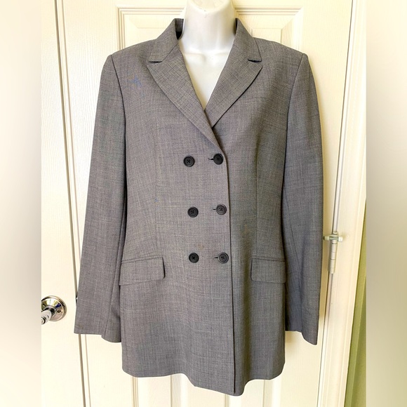 Piazza Sempione Italian Women’s Fine Double Breasted Pantsuit Sz IT 42 US 6 Grey - Picture 1 of 12